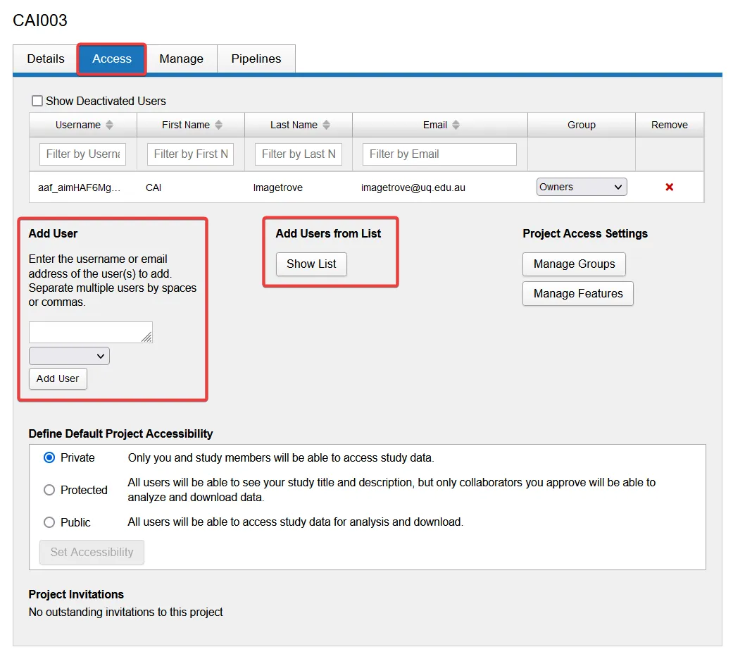 Add user to project